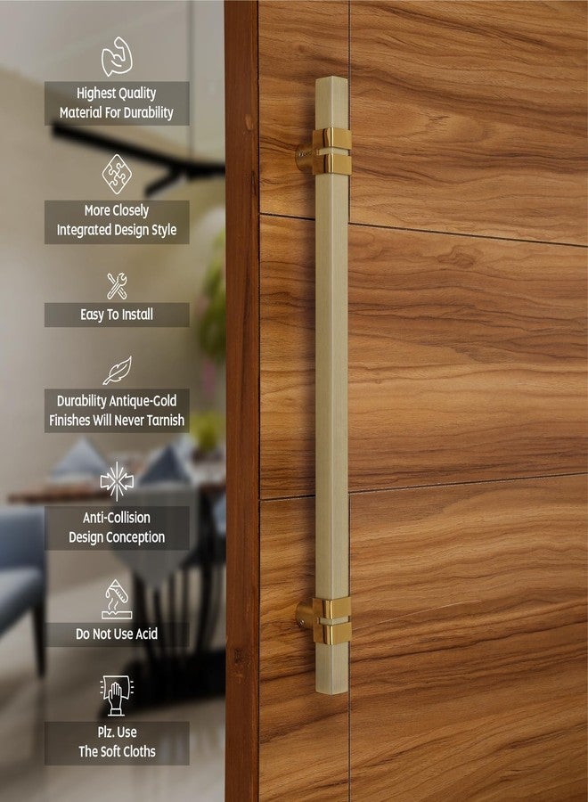 LAPO مقبض باب مربع من الفولاذ المقاوم للصدأ مقاس 24 بوصة من لابو، مناسب للأبواب الرئيسية/الأبواب الزجاجية، مقبض سحب ودفع/مقبض باب رئيسي لجميع الأبواب، لون ذهبي عتيق | ضمان 3 سنوات - Image 4